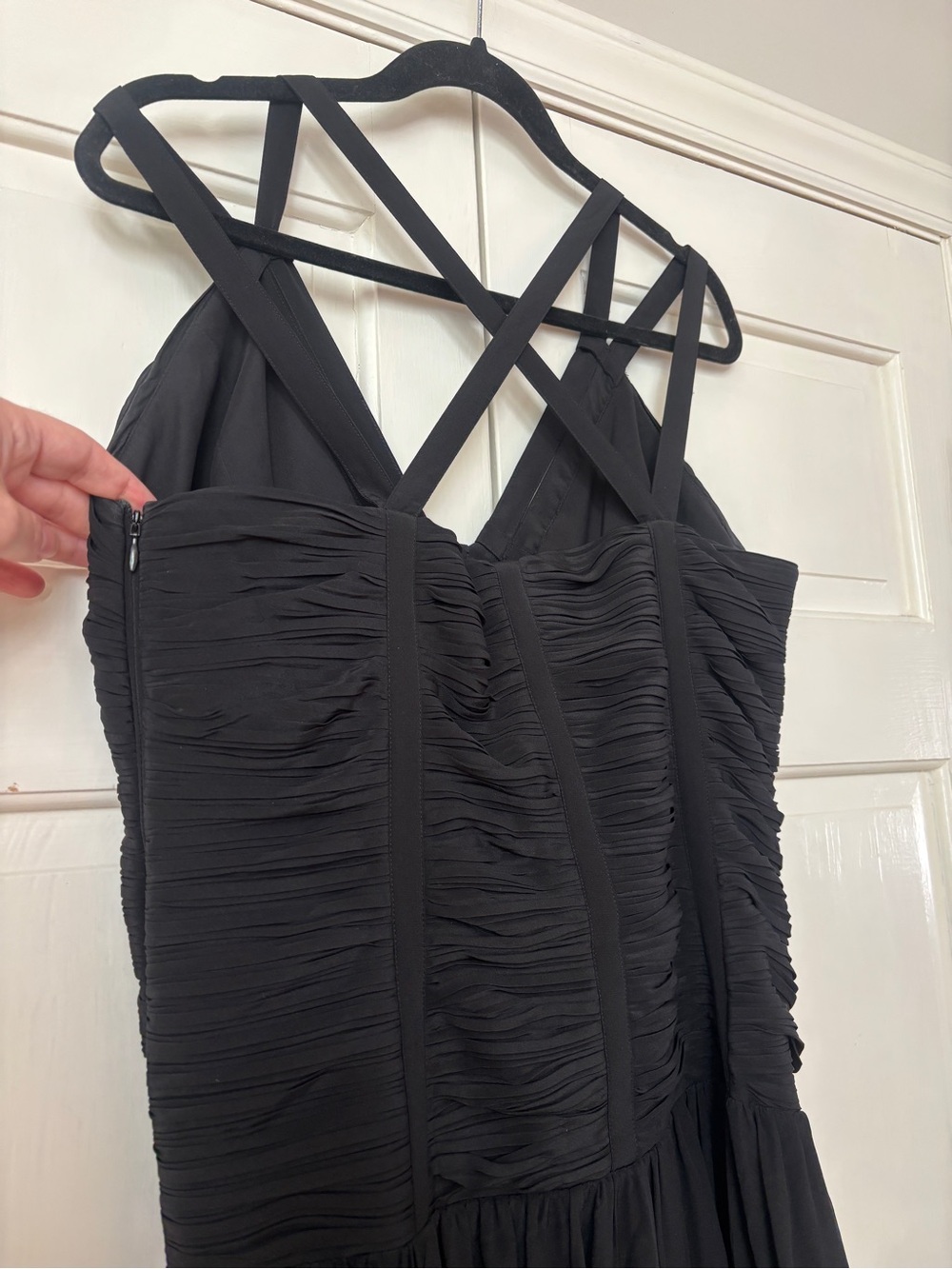 Ulla Johnson Anya Gown Noir 100% Silk Black Tie Ruched Evening Size 14 Sexy - Picture 14 of 16